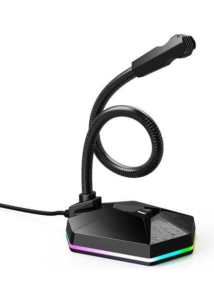 USB Masaüstü Mikrofonu, Rgb Işıklı Bükülebilir Mikrofon, Tak ve Çalıştır Kapasitör, Sesli Sohbet, Video Konferans Mikrofonu (Yurt Dışından)