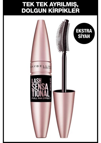 Sensational Maybelline New York Lash Sensational Yelpaze Etkili Intense Black Maskara - Ekstra Siyah