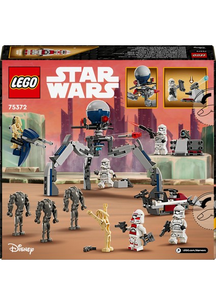 ® Star Wars™ Klon Trooper ve Savaş Droidi Savaş Paketi Seti 75372- 7 Yaş ve Üzeri Star Wars Sevenler için Yaratıcı Oyuncak Yapım Seti (215 Parça)