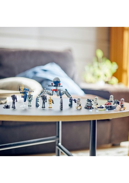 ® Star Wars™ Klon Trooper ve Savaş Droidi Savaş Paketi Seti 75372- 7 Yaş ve Üzeri Star Wars Sevenler için Yaratıcı Oyuncak Yapım Seti (215 Parça)