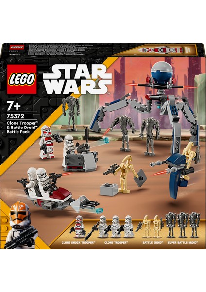 ® Star Wars™ Klon Trooper ve Savaş Droidi Savaş Paketi Seti 75372- 7 Yaş ve Üzeri Star Wars Sevenler için Yaratıcı Oyuncak Yapım Seti (215 Parça)
