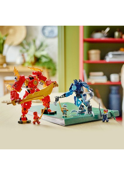 NINJAGO® Kai’nin Ateş Elementi Robotu 71808 - 7 Yaş ve Üzeri Çocuklar için Ninja Figürü İçeren Yaratıcı Oyuncak Yapım Seti (322 Parça)