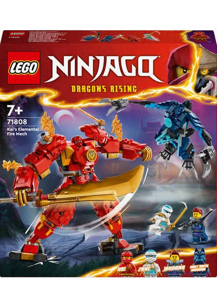 NINJAGO® Kai’nin Ateş Elementi Robotu 71808 - 7 Yaş ve Üzeri Çocuklar için Ninja Figürü İçeren Yaratıcı Oyuncak Yapım Seti (322 Parça)