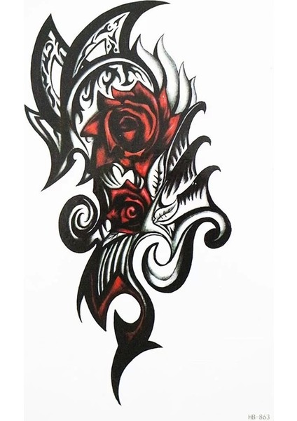 Geçici Büyük Boy Tribal Gül Dövme Tattoo fiyatları