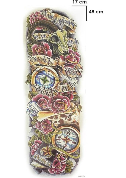 Geçici Gül Karışık Desen Dövme Tattoo