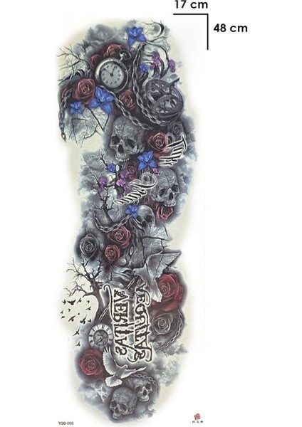 Geçici Kurukafa ve Gül Dövme Tattoo
