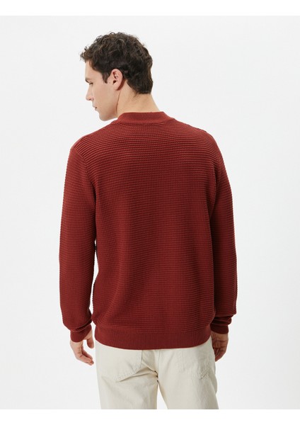 Slim Fit Kazak Triko Basic Bisiklet Yaka Dokulu fırsatları