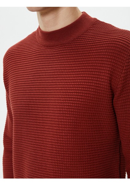 Slim Fit Kazak Triko Basic Bisiklet Yaka Dokulu indirimleri