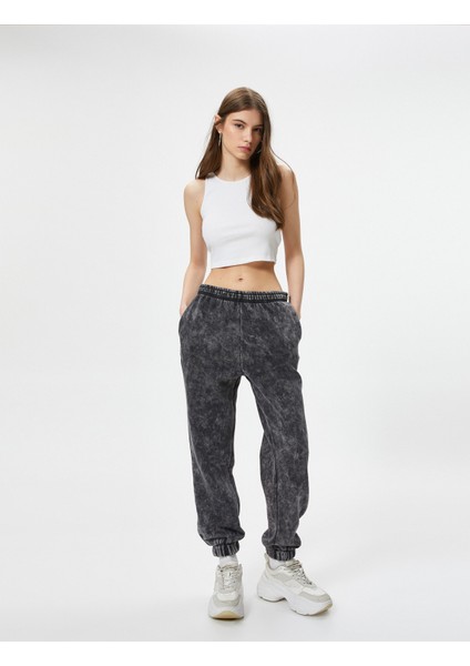 Jogger Eşofman Altı Soluk Efektli Batik Cepli Beli Lastikli Rahat Kalıp