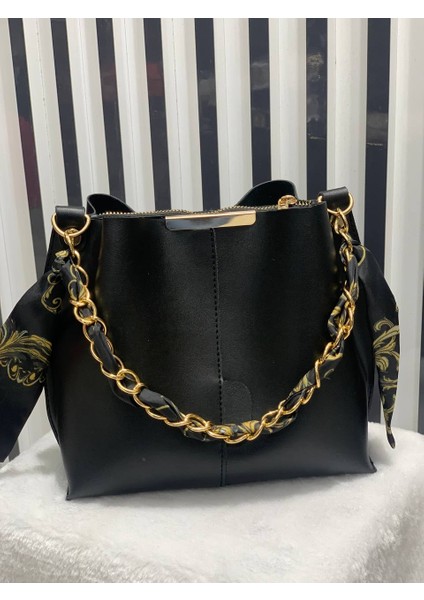 Fular Detaylı Uzun Omuz Askılı Kadın Çanta