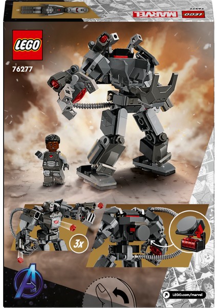 ® Marvel War Machine Robot Zırhı 76277 - 6 Yaş ve Üzeri Süper Kahraman Seven Çocuklar İçin İnşa Edilebilen Savaşçı İçeren Yaratıcı Oyuncak Yapım Seti (154 Parça)