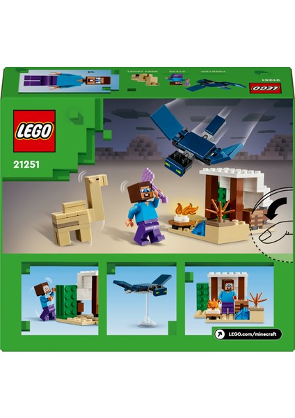 ® Minecraft® Steve'in Çöl Keşfi 21251 - 6 Yaş & Üzeri Video Oyunu Seven Çocuklar için Yaratıcı Oyuncak Yapım Seti (75 Parça)