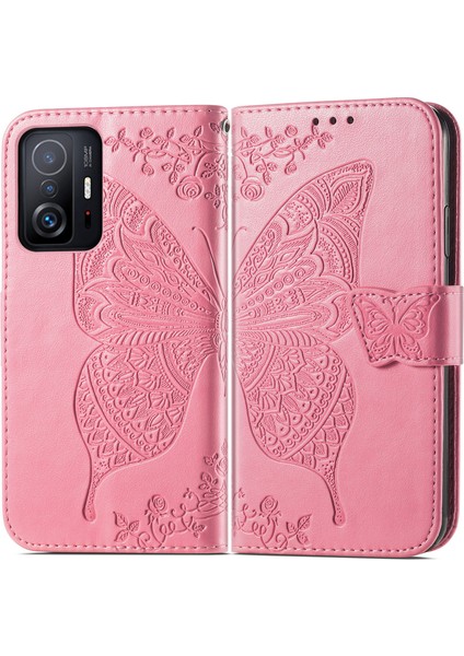 Baskı Kelebek Çiçek Desen Cüzdan Stand Telefon Kılıfı Xiaomi 11T/11T Pro-Pink Için (Yurt Dışından)