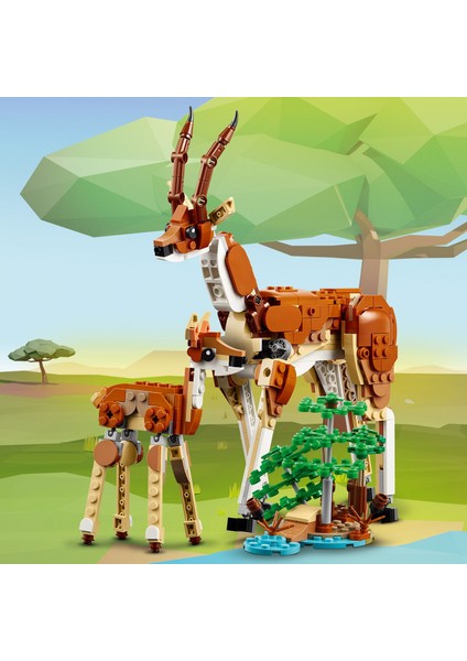 ® Creator Vahşi Safari Hayvanları 31150 - 9 Yaş ve Üzeri Çocuklar için İnşa Edilebilen Zürafa, Ceylan ve Aslan Model Seçenekleri İçeren 3'ü 1 Arada Yaratıcı Oyuncak Yapım Seti (780 Parça)