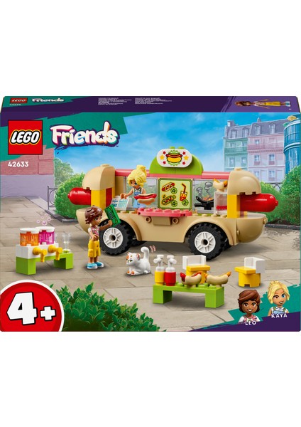 ® Friends Sosisli Sandviç Arabası 42633 - 4 Yaş ve Üzeri Çocuklar için Mini Bebek İçeren Yaratıcı Oyuncak Yapım Seti (100 Parça)