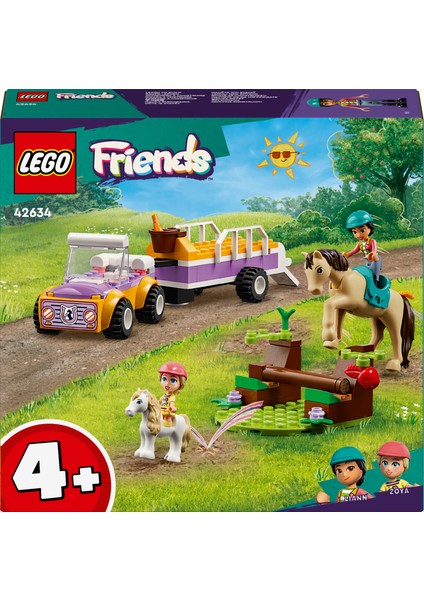 LEGO® Friends At ve Midilli Römorku 42634 - 4 Yaş ve Üzeri Çocuklar için Liann ve Zoya Minifigürü İçeren Yaratıcı Oyuncak Yapım Seti (105 Parça)