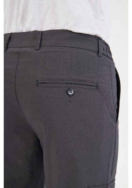 Erkek Kargo Cepli Siyah Slim Fit Günlük Rahat Pantolon
