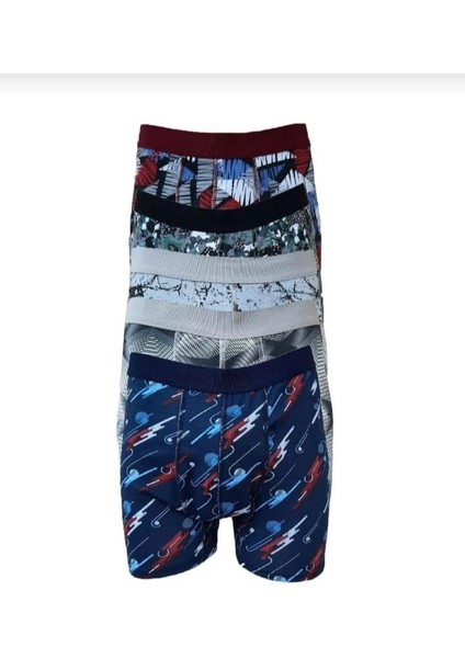 0119 Erkek Desenli Likralı Boxer 10 Adet