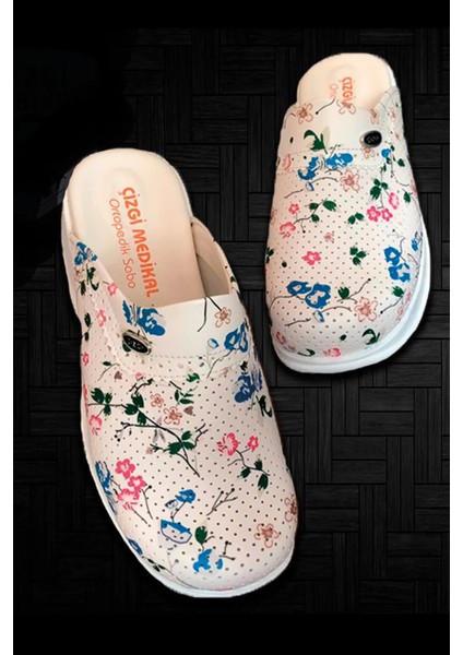 Kadın Klasik Sabo Doktor Hemşire Terliği Çiçekli