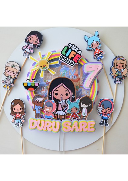 Toca Boca Temalı Kız Çocuk Doğum Günü Süsü Toca Boca Karakterleri Kişiye Özel Pasta Süsü Seti Parti Malzemesi Cake Topper (20X19CM) fırsatları