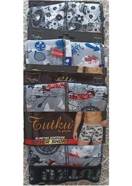 0119 Erkek Desenli Likralı Boxer 3 Adet
