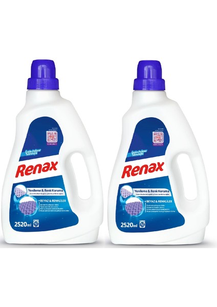 Sıvı Çamaşır Deterjanı Beyaz ve Renkliler 2520 ml x 2 Adet