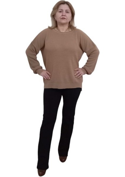 Salaş Oversize Triko Bluz, Kazak - Renk Açık Kahverengi - Beden Standart modelleri