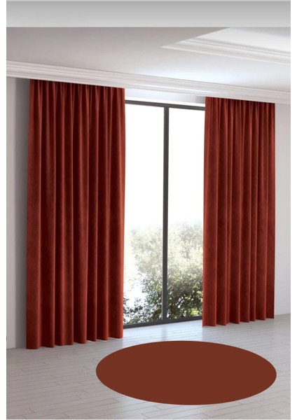 Ada Fon Perde Tek Kanat 1/3 Sık Pile 12486-Kiremit