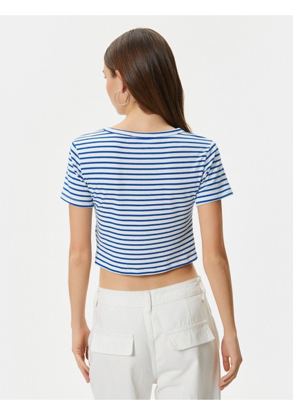 Crop Tişört Slim Fit Ribanalı Kısa Kollu Bisiklet Yaka fırsatları