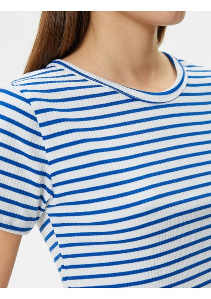 Crop Tişört Slim Fit Ribanalı Kısa Kollu Bisiklet Yaka indirimleri
