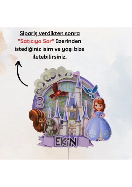 Prenses Sofia Temalı Kız Çocuk Doğum Günü Süsü Prenses Sofia Kişiye Özel Pasta Süsü Parti Malzemesi Cake Topper (19X18CM) fiyatları