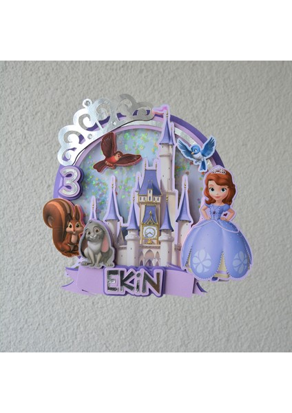 Prenses Sofia Temalı Kız Çocuk Doğum Günü Süsü Prenses Sofia Kişiye Özel Pasta Süsü Parti Malzemesi Cake Topper (19X18CM) modelleri