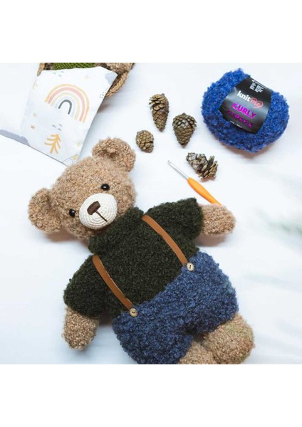 Knit Me Curly Alpaca KC18 Lacivert modelleri