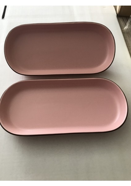 Mat Pembe Noyan Kayık Tabak 26 cm Kenar File 2 Adet