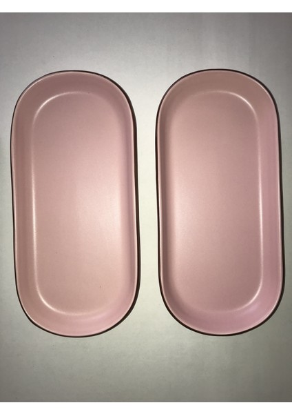 Mat Pembe Noyan Kayık Tabak 26 cm Kenar File 2 Adet modelleri