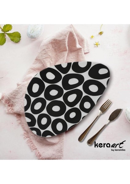 35 cm Oscar Servis Tabağı 2'li Black&white Love K2