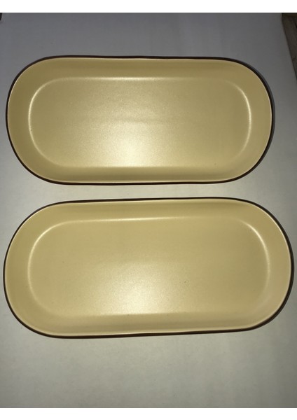 Mat Krem Noyan Kayık Tabak 26 cm Kenar File 2 Adet modelleri