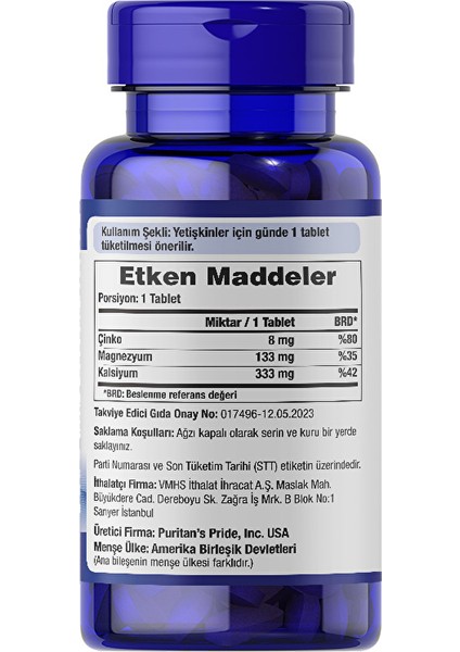 Calcium Magnesium Zinc 100 Tablet modelleri