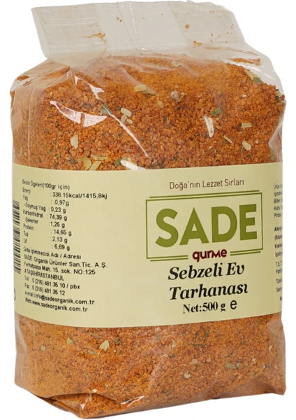 Sade Organik Sade Gurme Sebzeli Ev Tarhanası 500 gr 2'li Paket