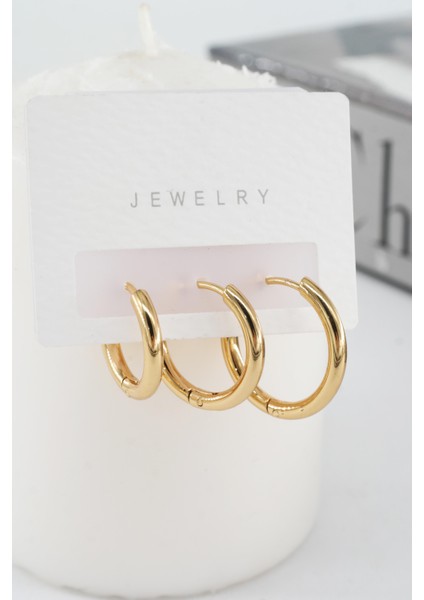 Kadın Kararmaz 316 L Çelik 3'lü Halka Set Küpe fiyatları