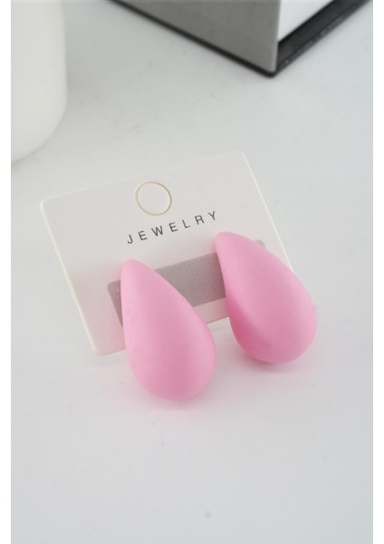 Kadın Vip Seri Su Damlası Model Küpe Pembe modelleri