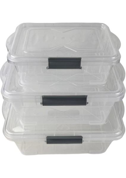 Gıda Saklama Kabı Erzak Saklama Kabı Meyve Sebze Saklama Kabı 3'lü Set 1 Lt - 3lt - 5lt