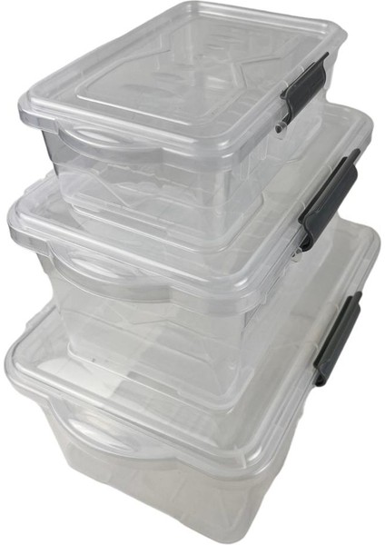 Gıda Saklama Kabı Erzak Saklama Kabı Meyve Sebze Saklama Kabı 3'lü Set 1 Lt - 3lt - 5lt