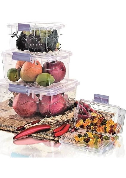 Gıda Saklama Kabı Erzak Saklama Kabı Meyve Sebze Saklama Kabı 3'lü Set 1 Lt - 3lt - 5lt