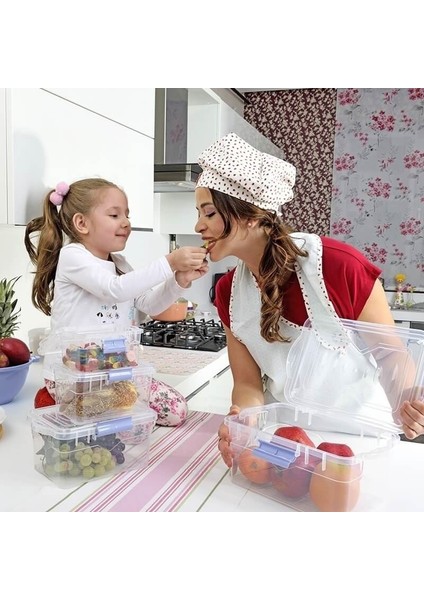 Gıda Saklama Kabı Erzak Saklama Kabı Meyve Sebze Saklama Kabı 3'lü Set 1 Lt - 3lt - 5lt