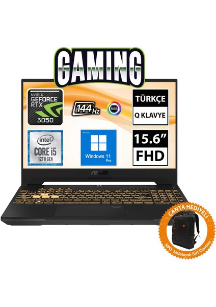 Tuf Gaming F15 FX507ZC4-HN205A15 I5-12500H 16GB 512SSD RTX3050 15.6" Fullhd W11P Taşınabilir BILGISAYAR-CNT016