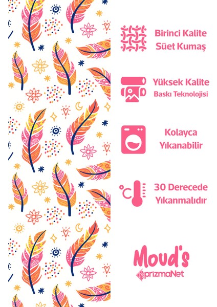 Pembe Turuncu Bohem Desenli Yuvarlak Süet Dertsiz Masa Örtüsü