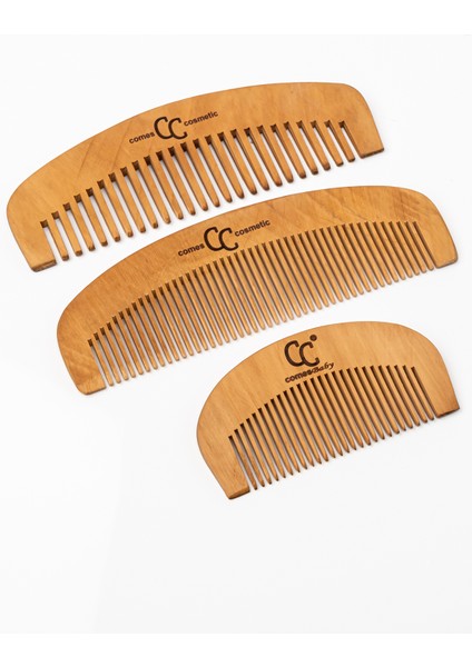 3'lü Şimşir Tarak Set %100 Doğal (Anne Bebek Çocuk Seti) Oval Set