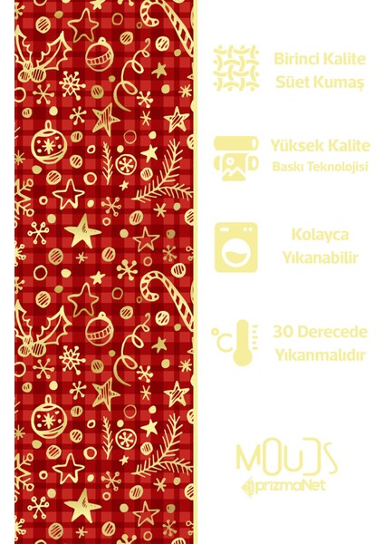 Kırmızı Yılbaşı Desenli Süet Dertsiz Masa Örtüsü modelleri