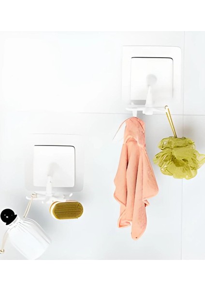 6 Kancalı Mutfak Banyo Döner Askı Kepçe Havlu Lif Askılığı Askılık Yapışkanlı Askı Fincan Askısı